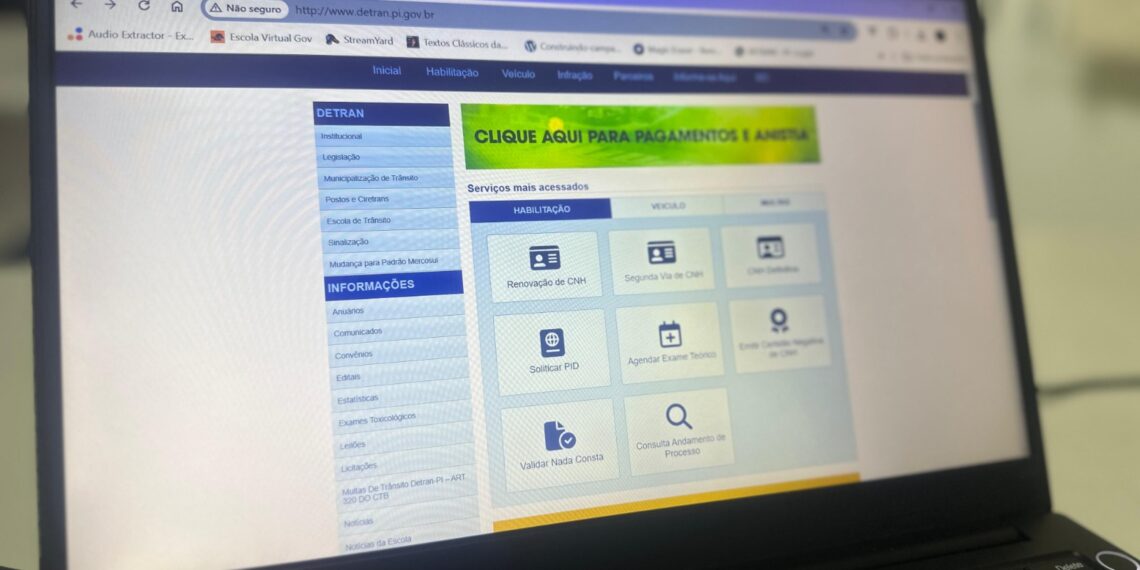 Detran-PI divulga lista de serviços online para CNH e veículos